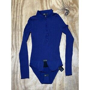 Maje 1 Piece Bodysuit Women 2 Purple LongSleeve Blouse Blended Fabric Button @L1